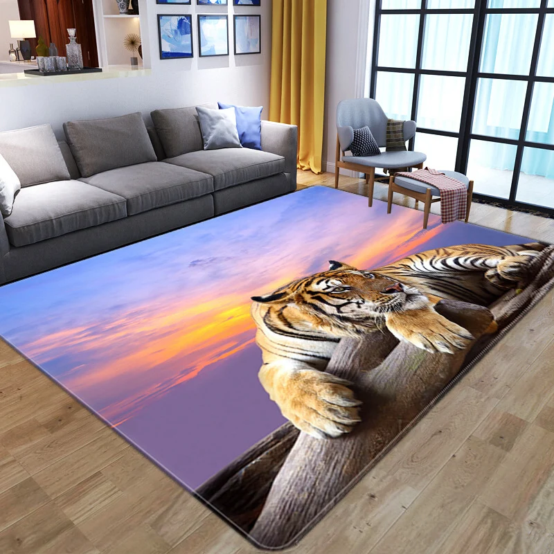 Novedad alfombra con estampado de animales en 3D, alfombra multicolor de polipropileno, alfombra antideslizante que admite...