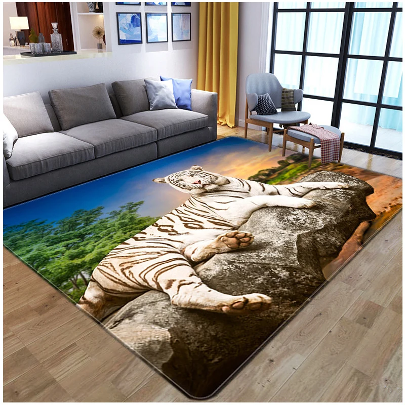 Novedad alfombra con estampado de animales en 3D, alfombra multicolor de polipropileno, alfombra antideslizante que admite...