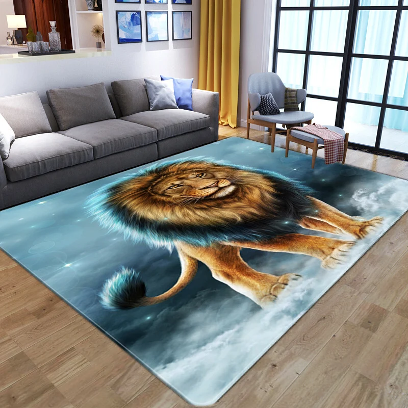 Novedad alfombra con estampado de animales en 3D, alfombra multicolor de polipropileno, alfombra antideslizante que admite...