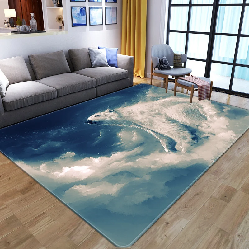 Novedad alfombra con estampado de animales en 3D, alfombra multicolor de polipropileno, alfombra antideslizante que admite...
