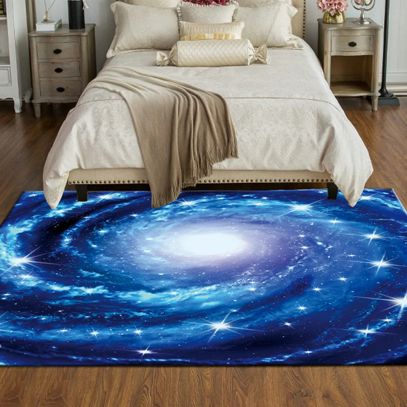 Novedad alfombra con estampado espacial, mezcla de algodón multicolor, alfombra interior de fácil cuidado, alfombra lavabl...