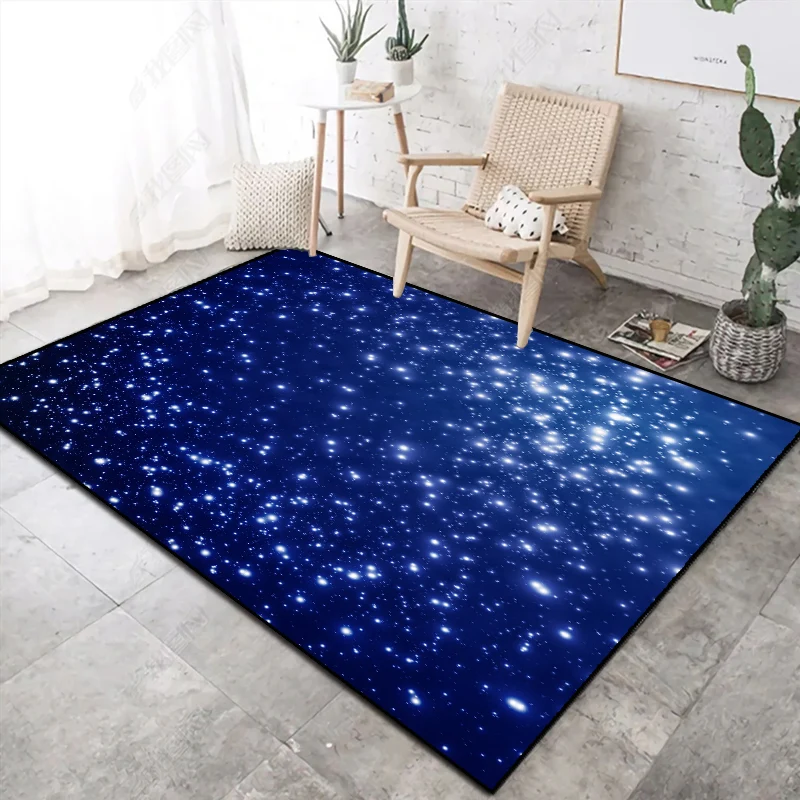 Novedad alfombra con estampado espacial, mezcla de algodón multicolor, alfombra interior de fácil cuidado, alfombra lavabl...