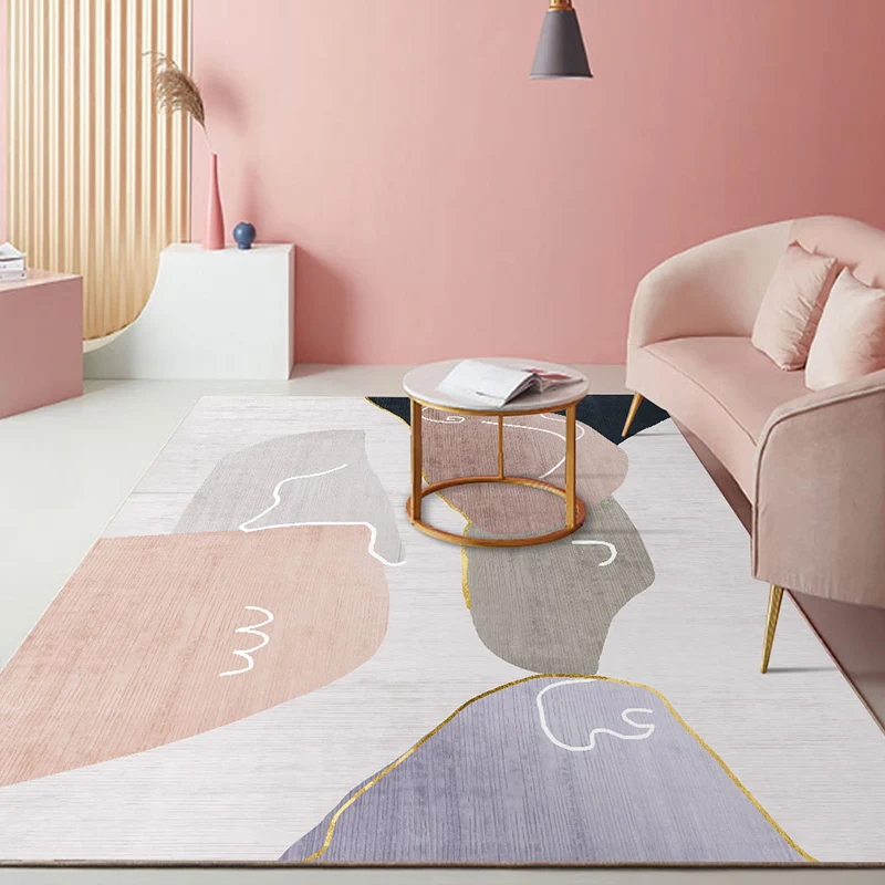 Novedad alfombra con estampado de rayas Colorblock alfombra de poliéster Multicolor alfombra lavable para decoración del h...