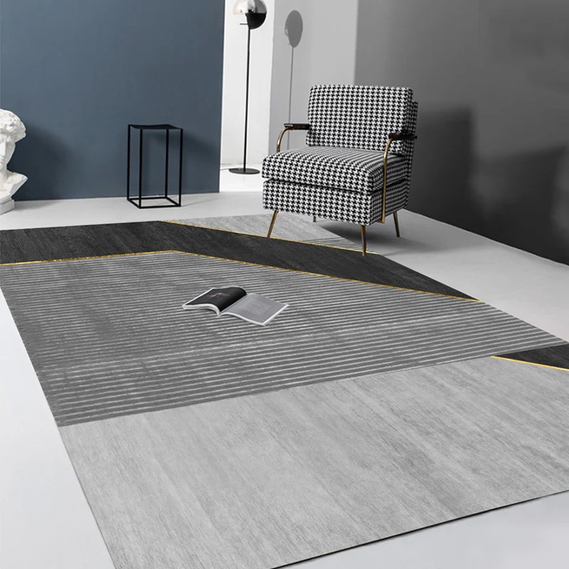 Novedad alfombra con patrón geométrico, alfombra sintética multicolor que admite mascotas, alfombra interior lavable máqui...