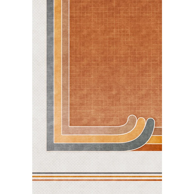 Novedad alfombra con patrón geométrico cuadros, alfombra de poliéster naranja, respaldo antideslizante, alfombra lavable q...