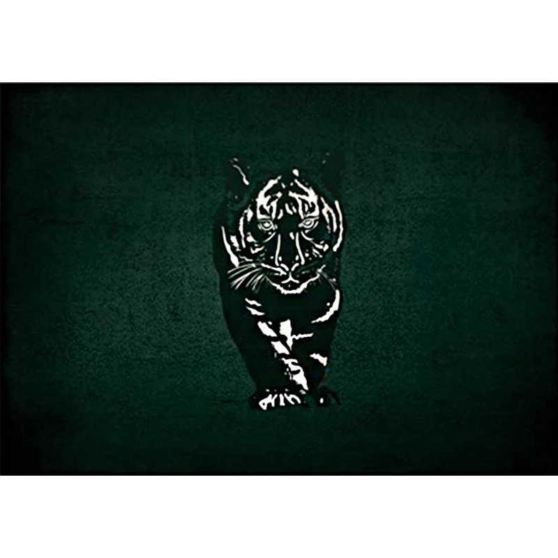 Novedad alfombra con patrón de tigre, alfombra de poliéster verde oscuro, alfombra antideslizante lavable máquina para dor...