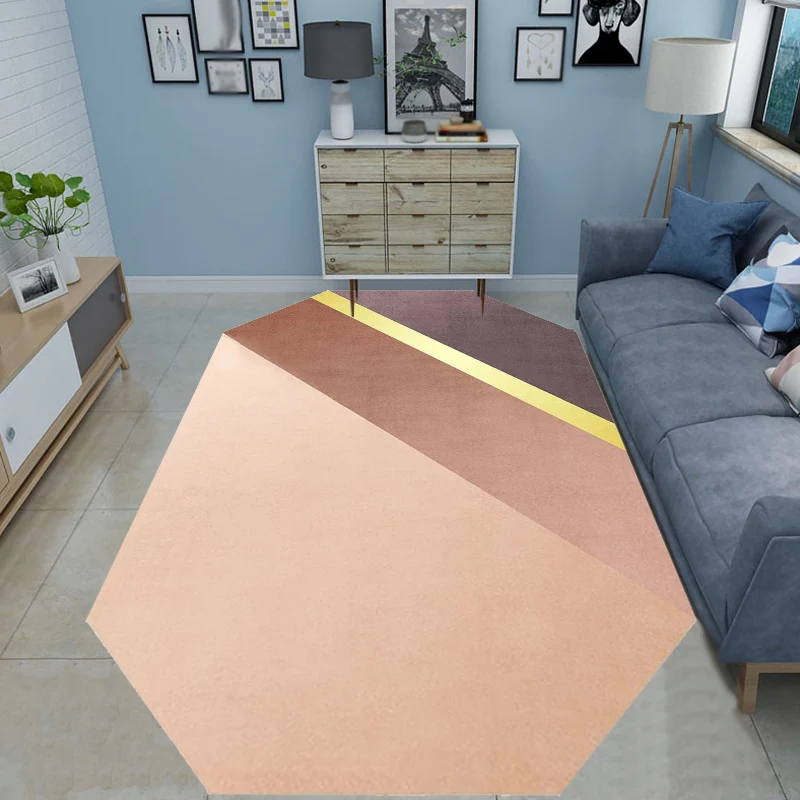 Novedad, alfombra Irregular para sala de estar, alfombra con estampado rectangular de bloques de Color marrón, alfombra de...