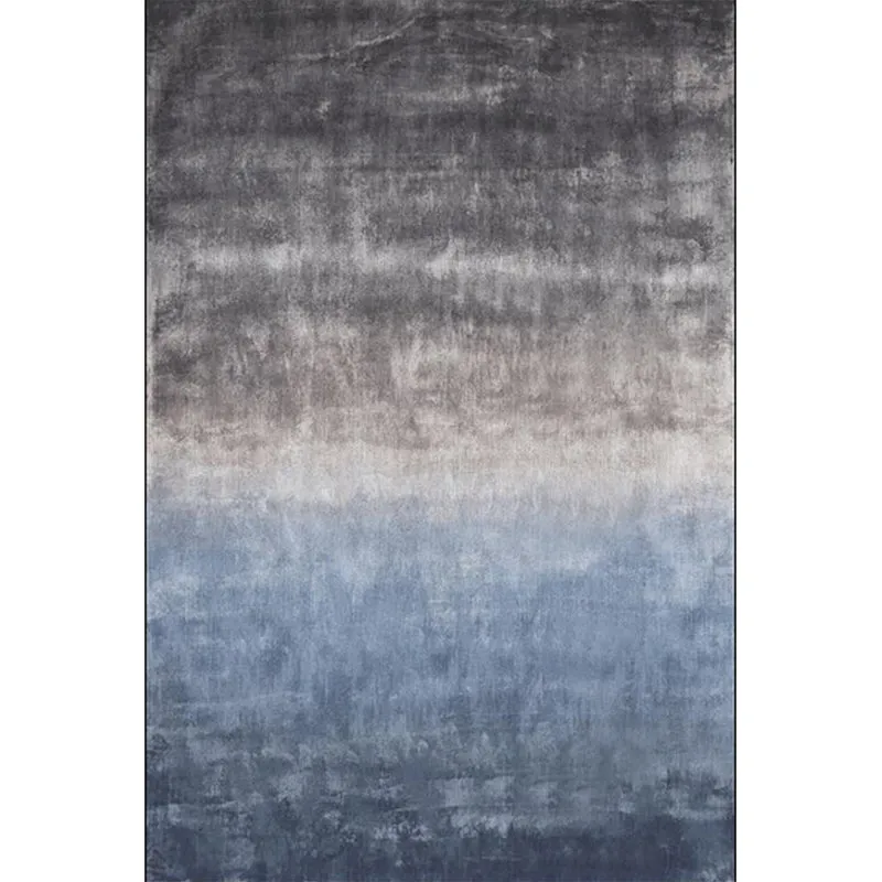 Novedad alfombra moderna en gris y azul, alfombra con patrón de acuarela abstracta, alfombra lavable de poliéster para dec...