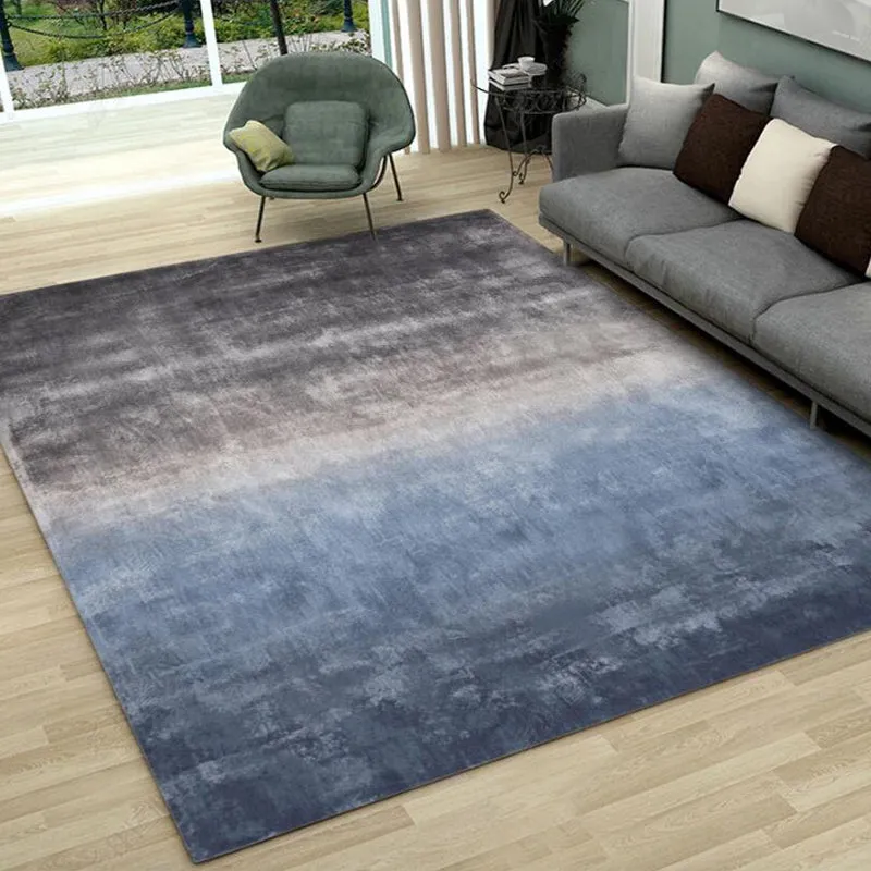 Novedad alfombra moderna en gris y azul, alfombra con patrón de acuarela abstracta, alfombra lavable de poliéster para dec...