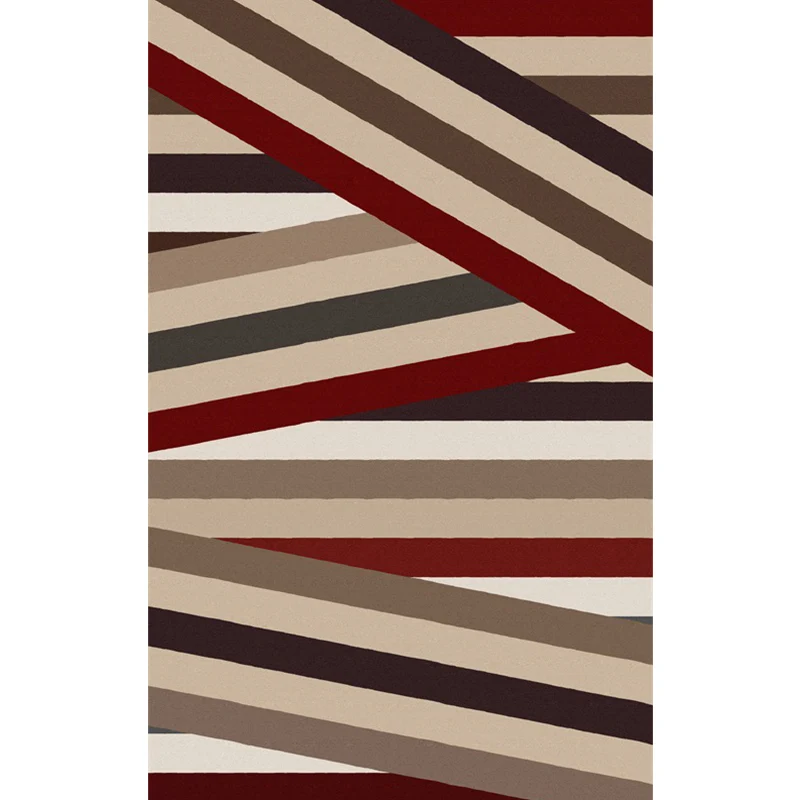 Novedad alfombra para sala de estar con estampado de rayas geométricas marrones, alfombra lavable con respaldo antidesliza...