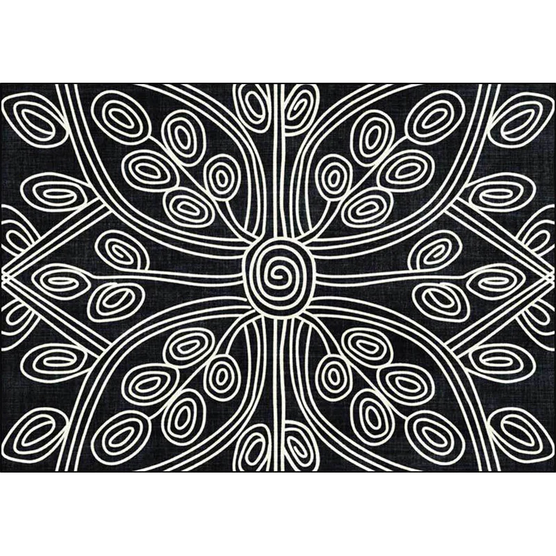 Novedad alfombra para sala de estar con estampado de líneas geométricas negras, alfombra de poliéster lavable con respaldo...