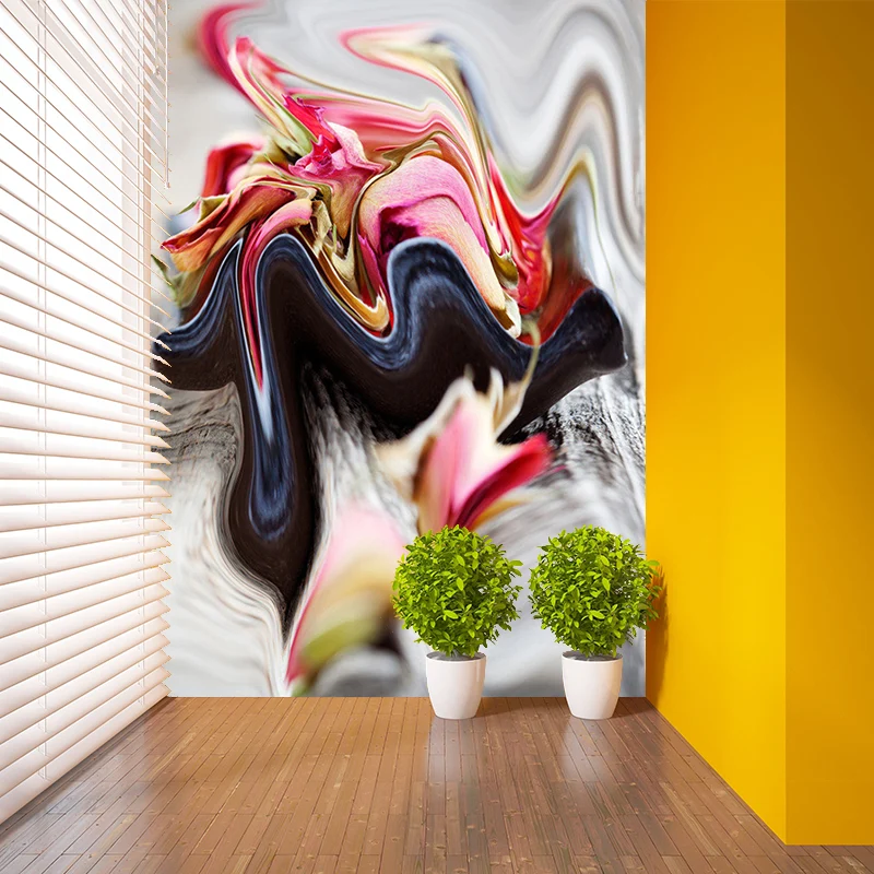 Novedad Distorsión Pintura al óleo Mural para dormitorio Tamaño personalizado Decoración de pared en Rosa-Blanco Rosa Clea...