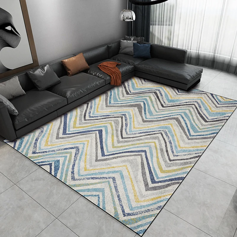 Novedad escandinava, alfombra con patrón de chevrón Multicolor, alfombra lavable de poliéster resistente las manchas para...