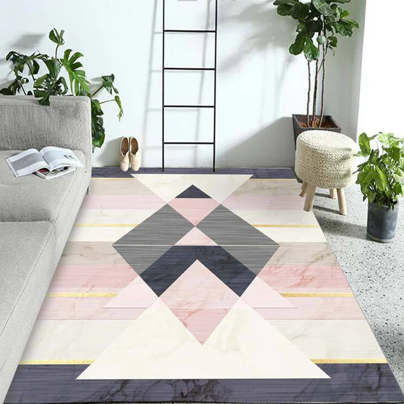 On-Trend Alfombra Minimalista Multicolor Alfombra Sintética Colorblock Geométrica Alfombra Antimanchas Lavable Antidesliza...