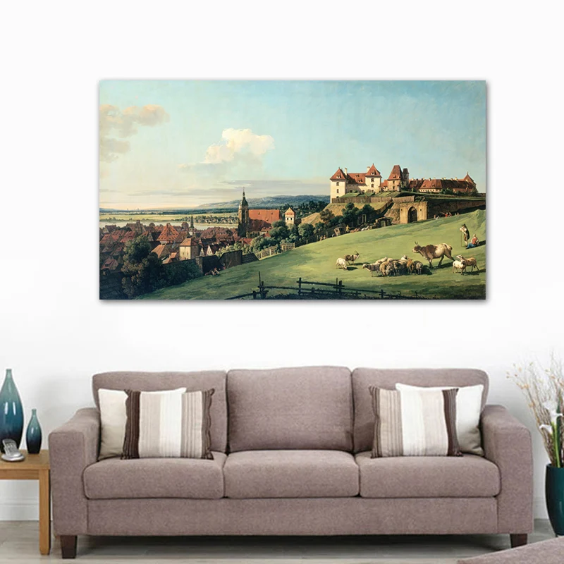 Paisaje urbano pintura al óleo impresión artística estilo impresionista lienzo decoración de pared, varios tamaños Marron...