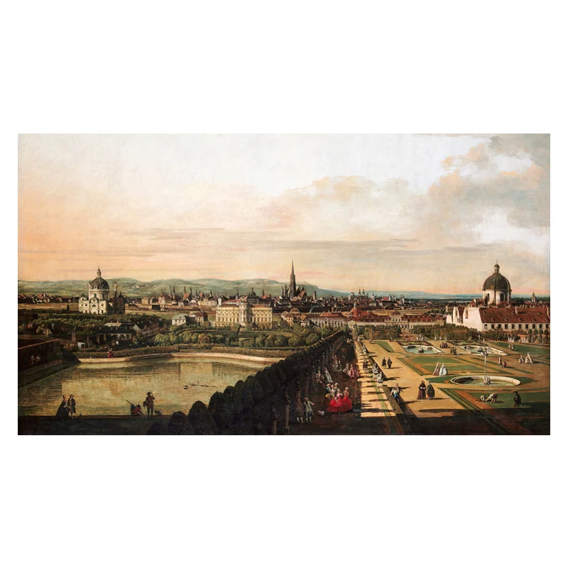 Paisaje urbano pintura al óleo impresión artística estilo impresionista lienzo decoración de pared, varios tamaños Marron...