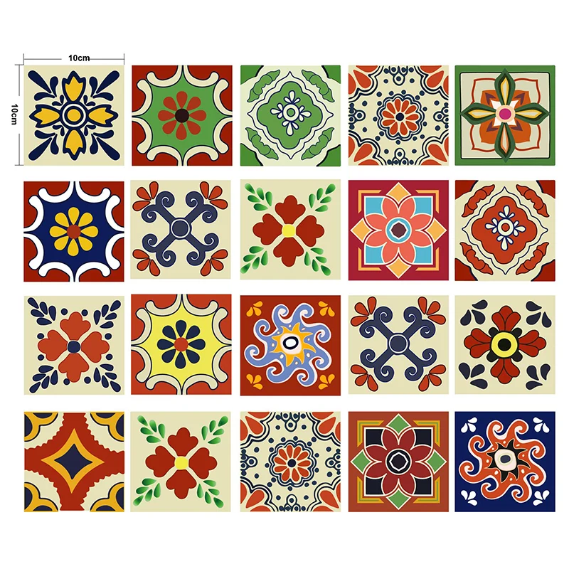 Panel adhesivo con estampado de flores, arte de pared de cocina extraíble bohemio, 2,2 pies cuadrados Clearhalo