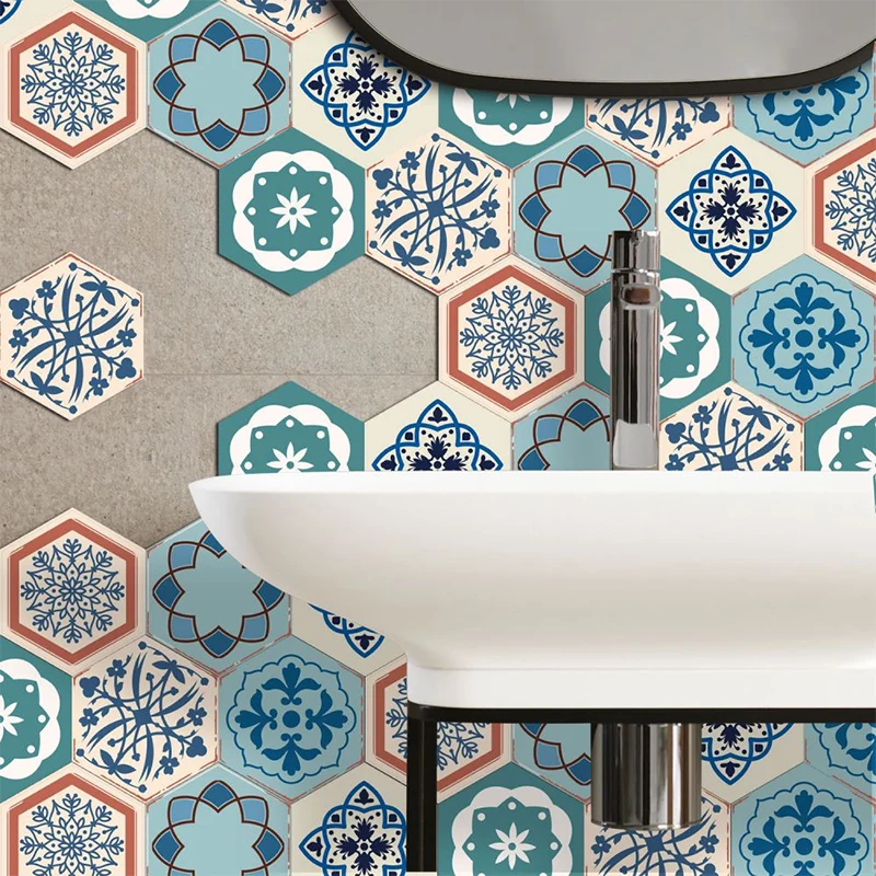 Panel de papel tapiz Aqua Bohemian Stick, arte de pared con estampado de flores de 5,9 pies cuadrados para sala de estar C...