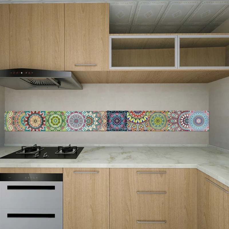 Panel de papel tapiz Mandala Boho Chic, palos de recogida rojos, azules y verdes, decoración de pared para dormitorio Clea...