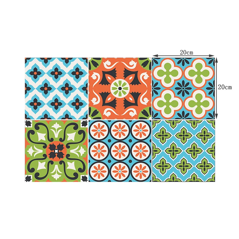 Paneles de papel pintado Floweret Peel and Paste decoración de pared bohemia azul-verde para cocina Clearhalo