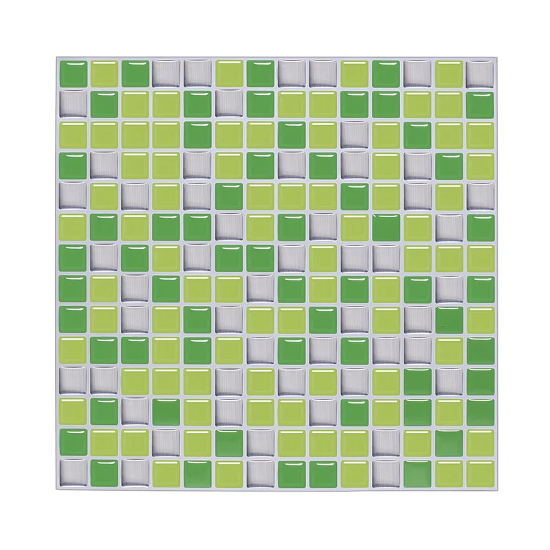 Paneles de papel tapiz bohemio de color brillante, revestimiento de pared para cocina, 9,8' x 9,8" Verde Clearhalo