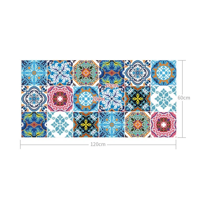 Paneles de papel tapiz con azulejos adhesivos, arte de pared estilo cuatrifolio étnico bohemio en azul, 4 pies de largo x...