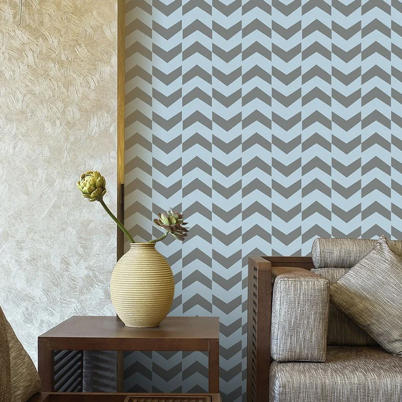 Paneles de papel tapiz con estampado de flechas simples, arte de pared autoadhesivo para sala de estar azul, 4' de largo x...
