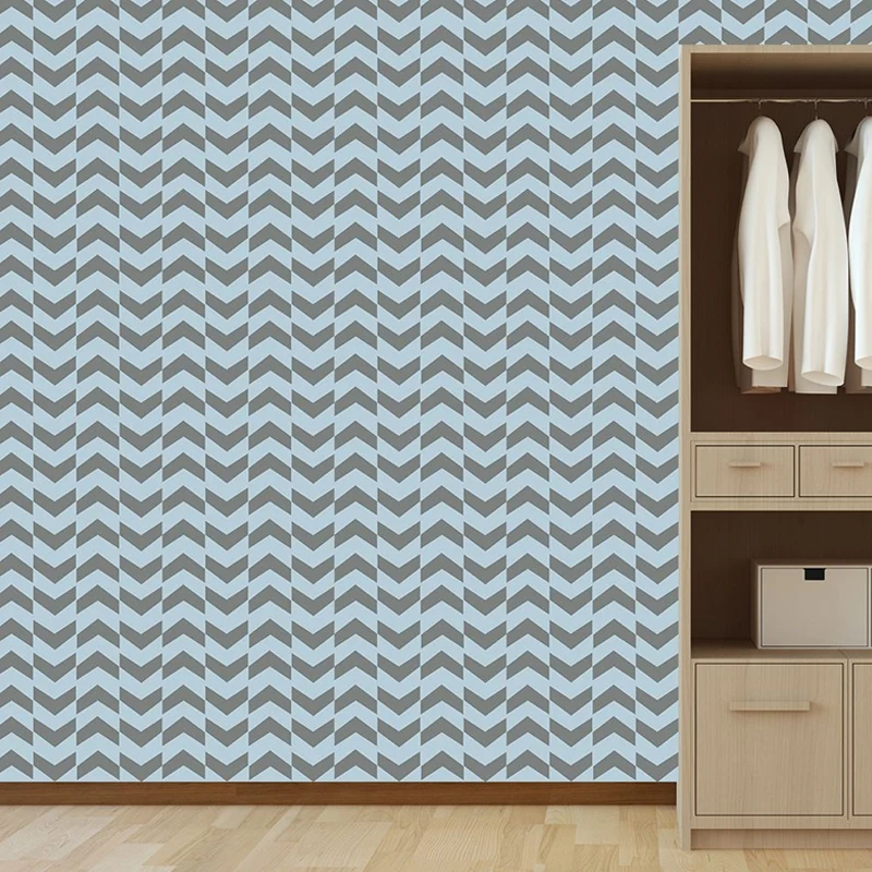 Paneles de papel tapiz con estampado de flechas simples, arte de pared autoadhesivo para sala de estar azul, 4' de largo x...