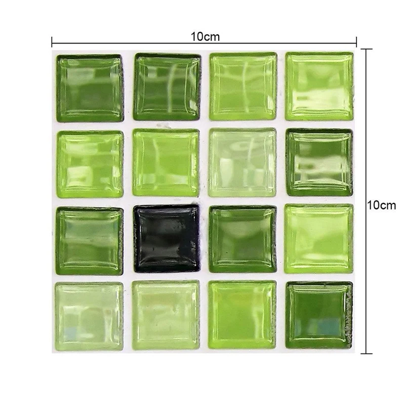 Paneles de papel tapiz cuadros verdes, mosaicos, azulejos, decoración moderna de pared para cocina, pelar y pegar Clearhalo