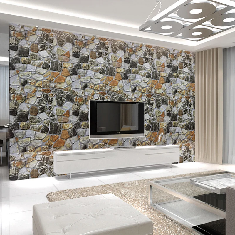 Papel pintado autoadhesivo con aspecto de piedra, decoración de pared de PVC de estilo industrial, 33' de largo x 17,5" de...