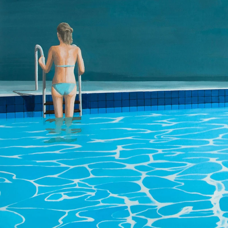 Papel pintado azul de la piscina Mural prueba de manchas arte moderno decoración de la pared de la sala de estar Azul Clea...