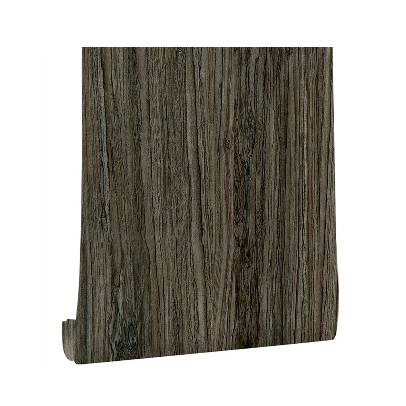 Papel pintado con aspecto de madera de café oscuro, pelar y pegar, revestimiento de paredes para sala de estar de granja C...