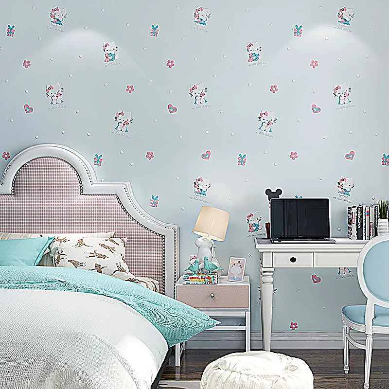 Papel pintado 3D Cute Kitty para niñas resistente la humedad, no pegado, 20,5 pulgadas x 33 pies Rosa Clearhalo