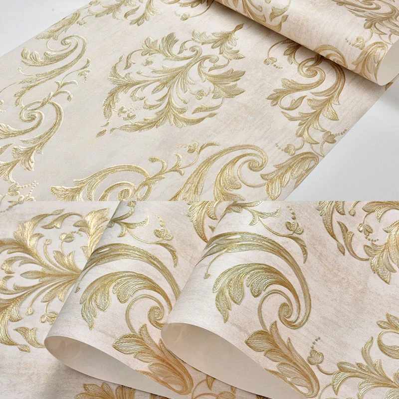 Papel pintado damasco con impresión 3D nórdica, decoración de pared no pegada resistente las manchas, 31' por 20,5" Cafe C...