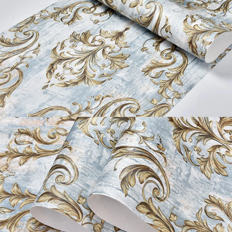 Papel pintado damasco con impresión 3D nórdica, decoración de pared no pegada resistente las manchas, 31' por 20,5" Cafe C...