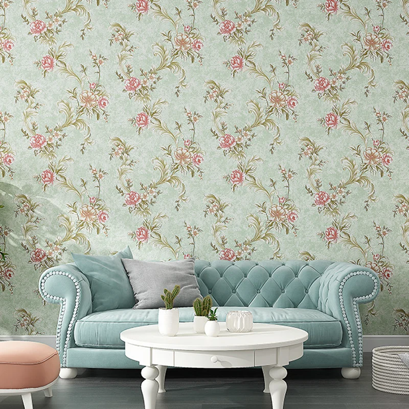 Papel pintado floral de 57,1 pies cuadrados, revestimiento de paredes rústico para dormitorio, sin pegar, en color pastel...