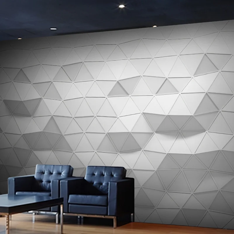 Papel pintado mural completo Geometrías 3D grises lisas Decoración de pared personalizada, tamaño personalizado disponible...