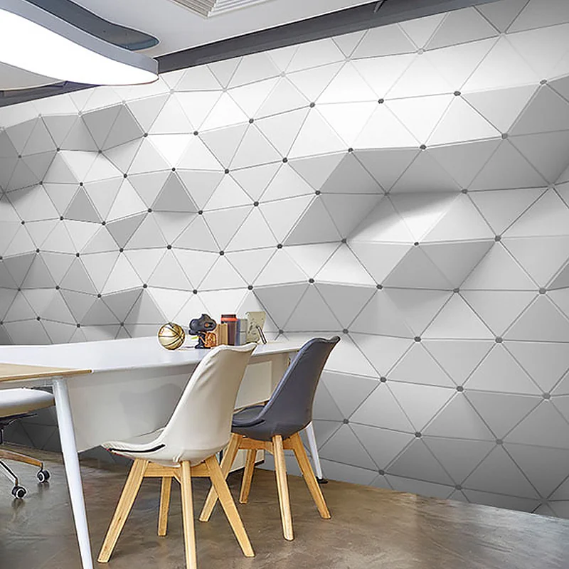 Papel pintado mural completo Geometrías 3D grises lisas Decoración de pared personalizada, tamaño personalizado disponible...
