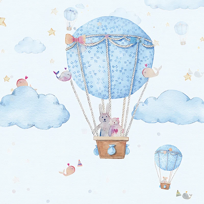 Papel pintado mural con globo azul y cielo, revestimiento de paredes resistente las manchas para decoración de dormitorio...
