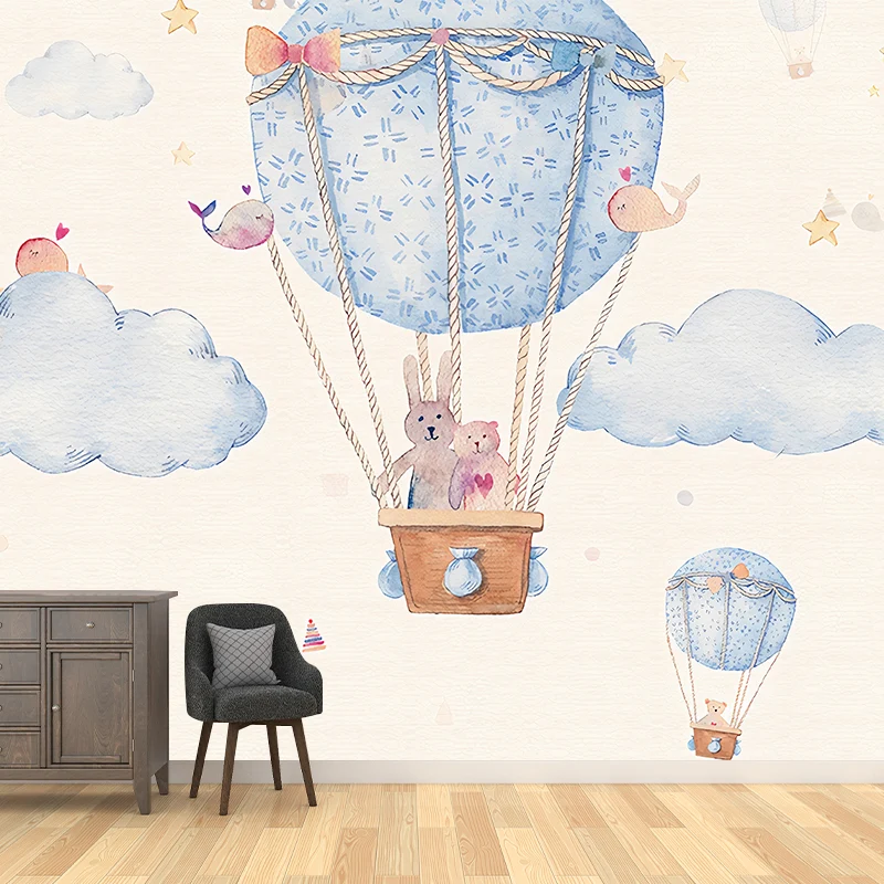 Papel pintado mural con globo azul y cielo, revestimiento de paredes resistente las manchas para decoración de dormitorio...
