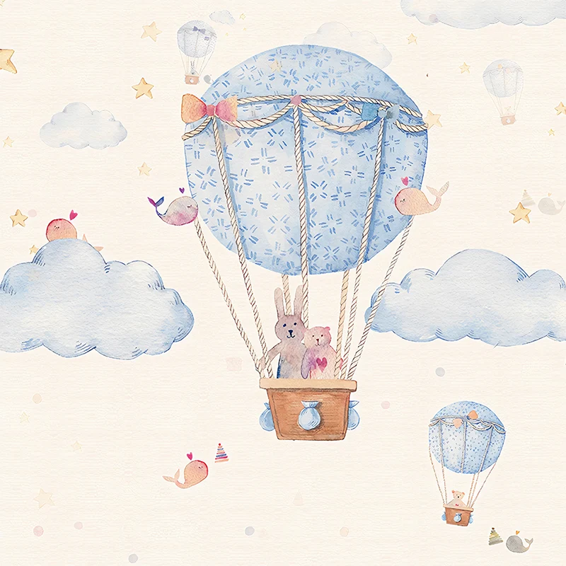 Papel pintado mural con globo azul y cielo, revestimiento de paredes resistente las manchas para decoración de dormitorio...