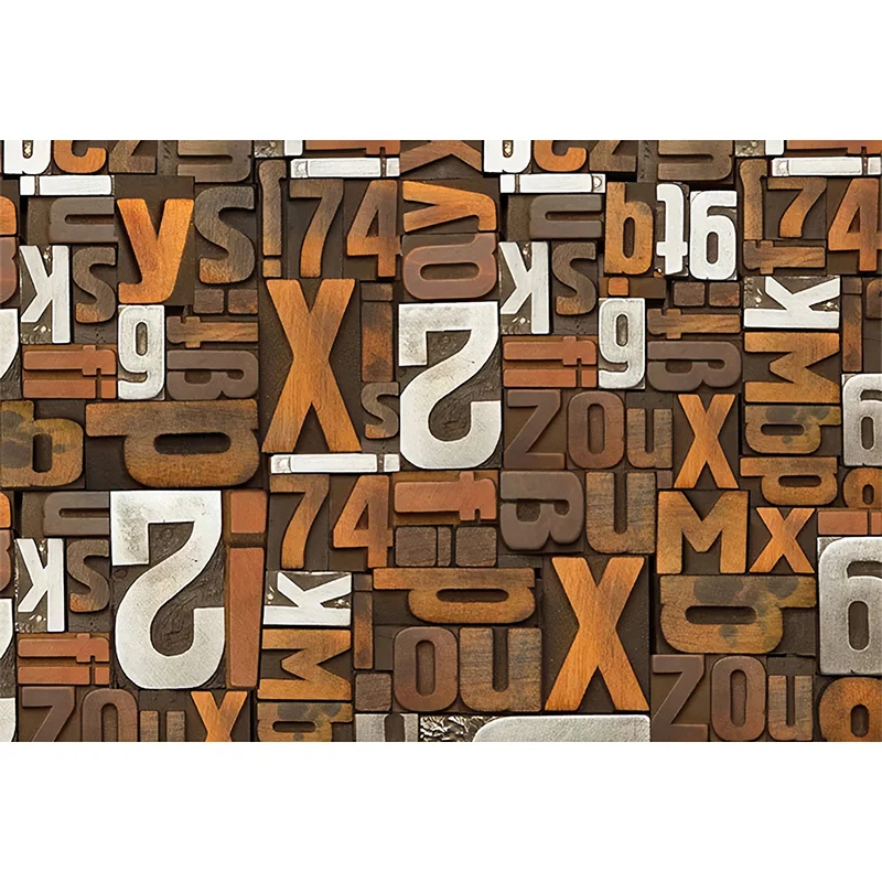 Papel pintado mural con números y letras marrones, arte de pared resistente las manchas para decoración de bares Marron Cl...
