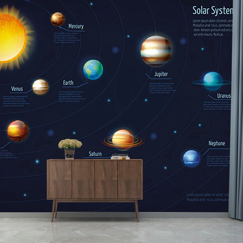 Papel pintado mural del espacio exterior resistente las manchas, arte de pared original no tejido para decoración de dormi...