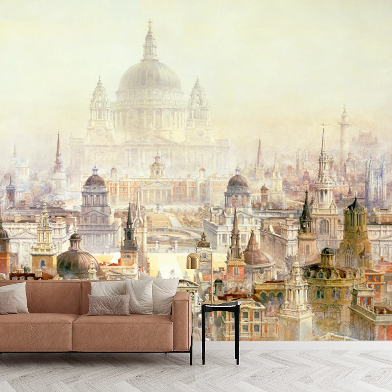 Papel pintado mural de edificios de cúpula resistente la humedad, arte de pared vintage para decoración de habitaciones de...