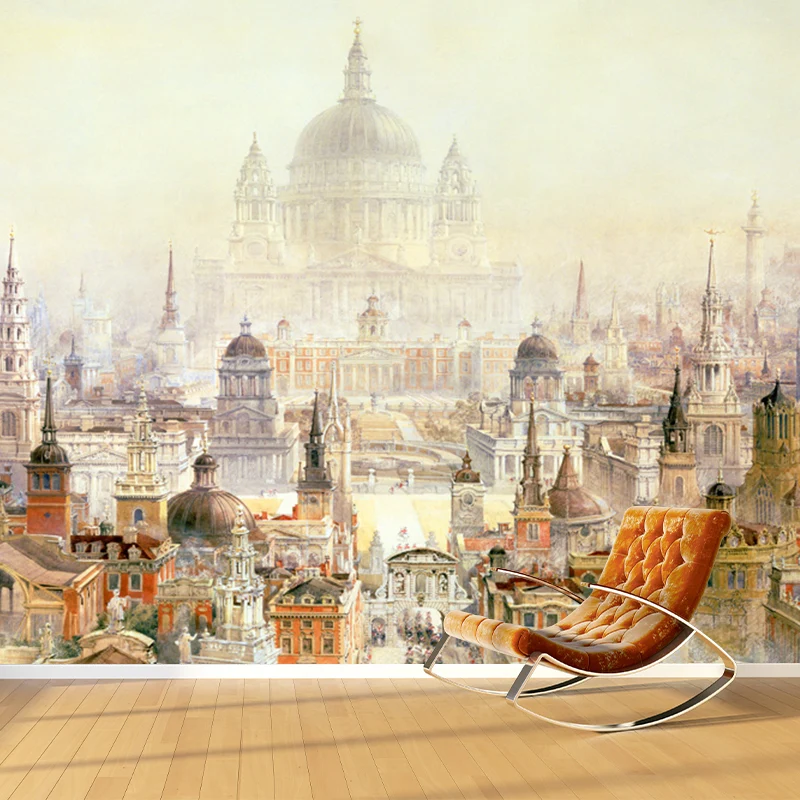 Papel pintado mural de edificios de cúpula resistente la humedad, arte de pared vintage para decoración de habitaciones de...