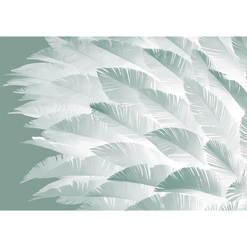 Papel pintado mural escandinavo entero de la pluma verde suave de la decoración de la pared, tamaño modificado para requis...