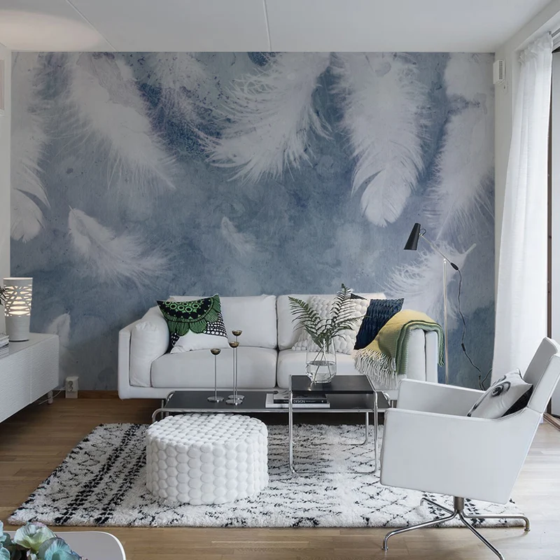 Papel pintado mural extra grande del arte de la pared de la pluma del estilo del ejemplo para la galerí, tamaño personaliz...