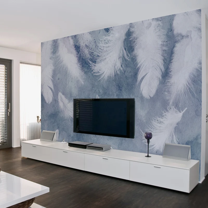 Papel pintado mural extra grande del arte de la pared de la pluma del estilo del ejemplo para la galerí, tamaño personaliz...