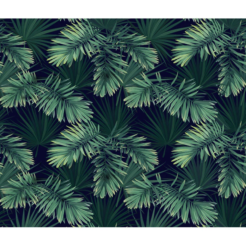 Papel pintado mural extra grande de hojas tropicales en decoración de pared no tejida verde para dormitorio, impreso medid...