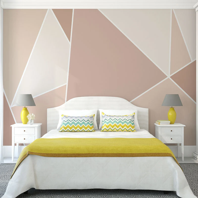 Papel pintado mural de geometrías de colores pastel para cafeterí y sala de estar, tela no tejida Azul Clearhalo